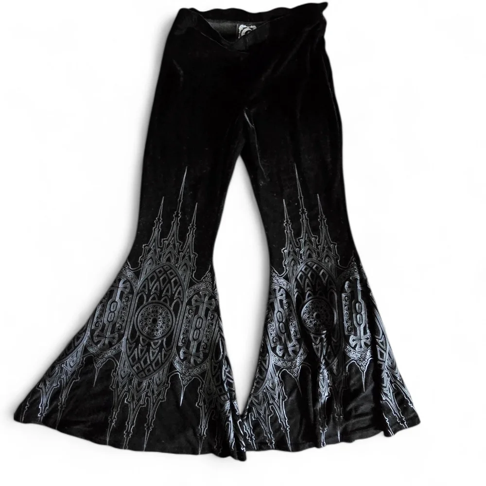 Women's Killstar Velvet Mega Flare Pants - Sz Lg - Picture 1 of 2